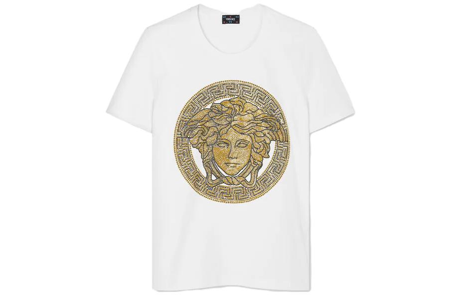(Women) VERSACE Medusa Rhinestone Floral Boke Series  White T-Shirt. 1011741-1A08607-2W110 圖 2