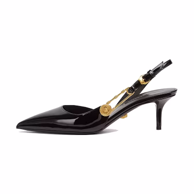 (W) Versace Medusa Safety Pin 'Black Patent Leather'