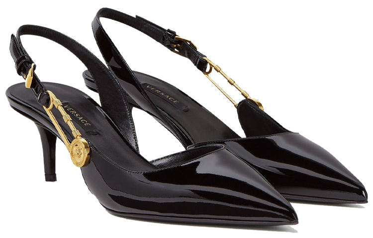 (W) Versace Medusa Safety Pin 'Black Patent Leather' 圖 3