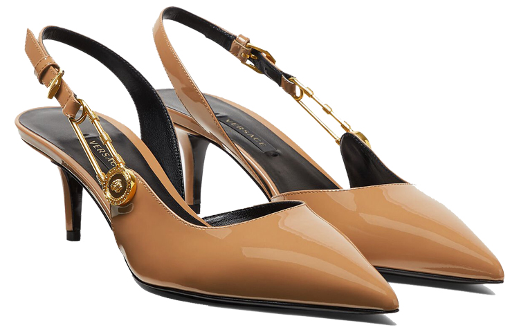 (W) Versace Medusa Safety Pin Sandals 'Brown Patent Leather' 圖 3