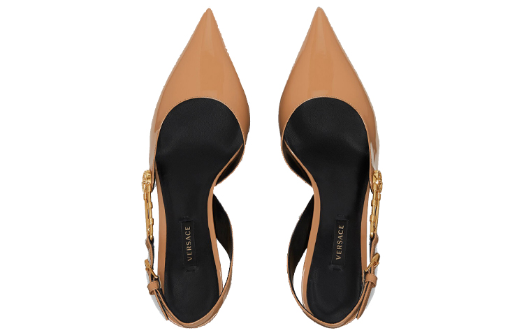 (W) Versace Medusa Safety Pin Sandals 'Brown Patent Leather' 圖 4