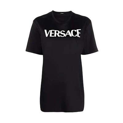 (Women) Versace Medusa Smile Logo Print Black Oversized T-Shirt. 10025021-A01873-2B070
