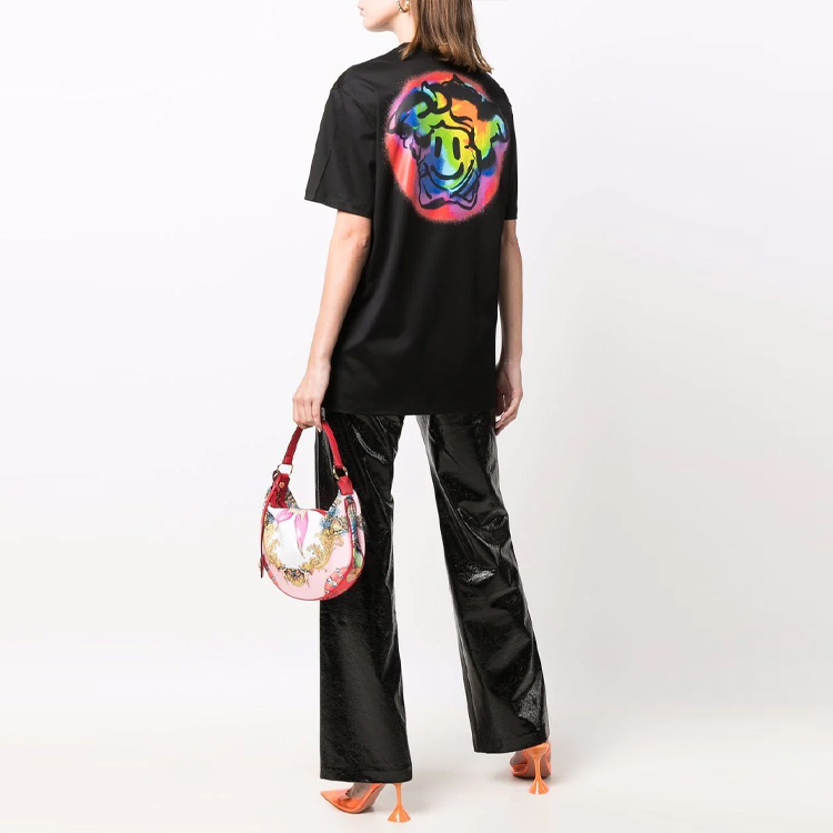 (Women) Versace Medusa Smile Logo Print Black Oversized T-Shirt. 10025021-A01873-2B070 圖 4