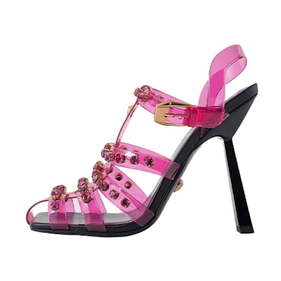 (W) Versace Medusa Studded High Heel Sandals 'Magenta Pink'