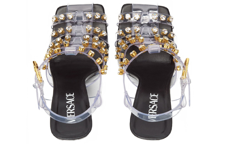 Lookbook (Women) Versace Medusa Studded High Heeled Sandals 'Black' 1004489-1A03216_1T32V