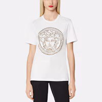 Lookbook (W) VERSACE 美杜莎鑲飾圓領短袖T恤 白色 1001529-1A01125-2W110