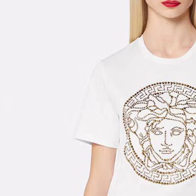 (W) VERSACE 美杜莎鑲飾圓領短袖T恤 白色 1001529-1A01125-2W110 Details for (W) VERSACE 美杜莎鑲飾圓領短袖T恤 白色 1001529-1A01125-2W110