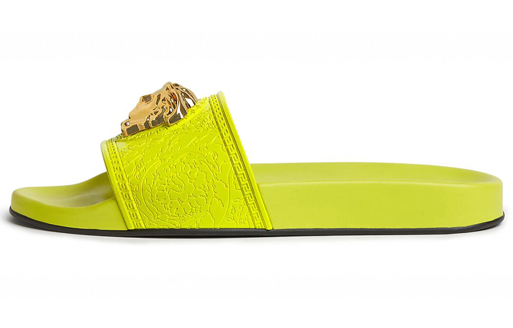 (W) Versace Palazzo Leather Slides 'Yellow'