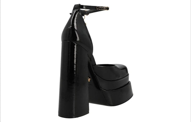 (Women) Versace Palazzo Medusa Belted Platform High Heels 'Black Patent Leather' 1002005-1A05256_1B00V Purchase (Women) Versace Palazzo Medusa Belted Platform High Heels 'Black Patent Leather' 1002005-1A05256_1B00V