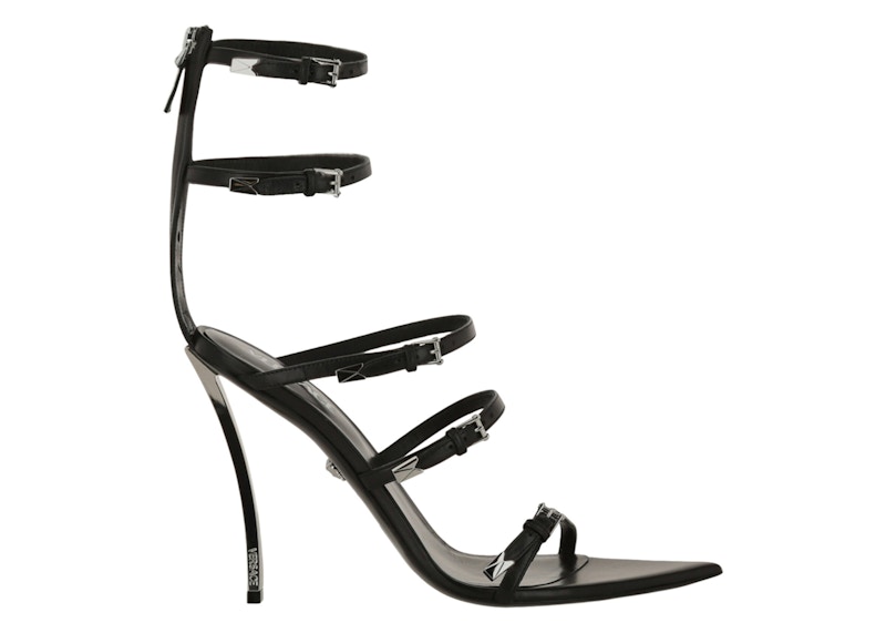 (Women) Versace Pin-Point Calf Leather Sandals Black 1009996-DVT2P-1B00P
