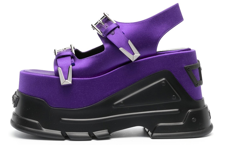 (Women) Versace Platform Buckle Open-Toe Slide 'Purple Black' 1009804-1A00619_1LD2P