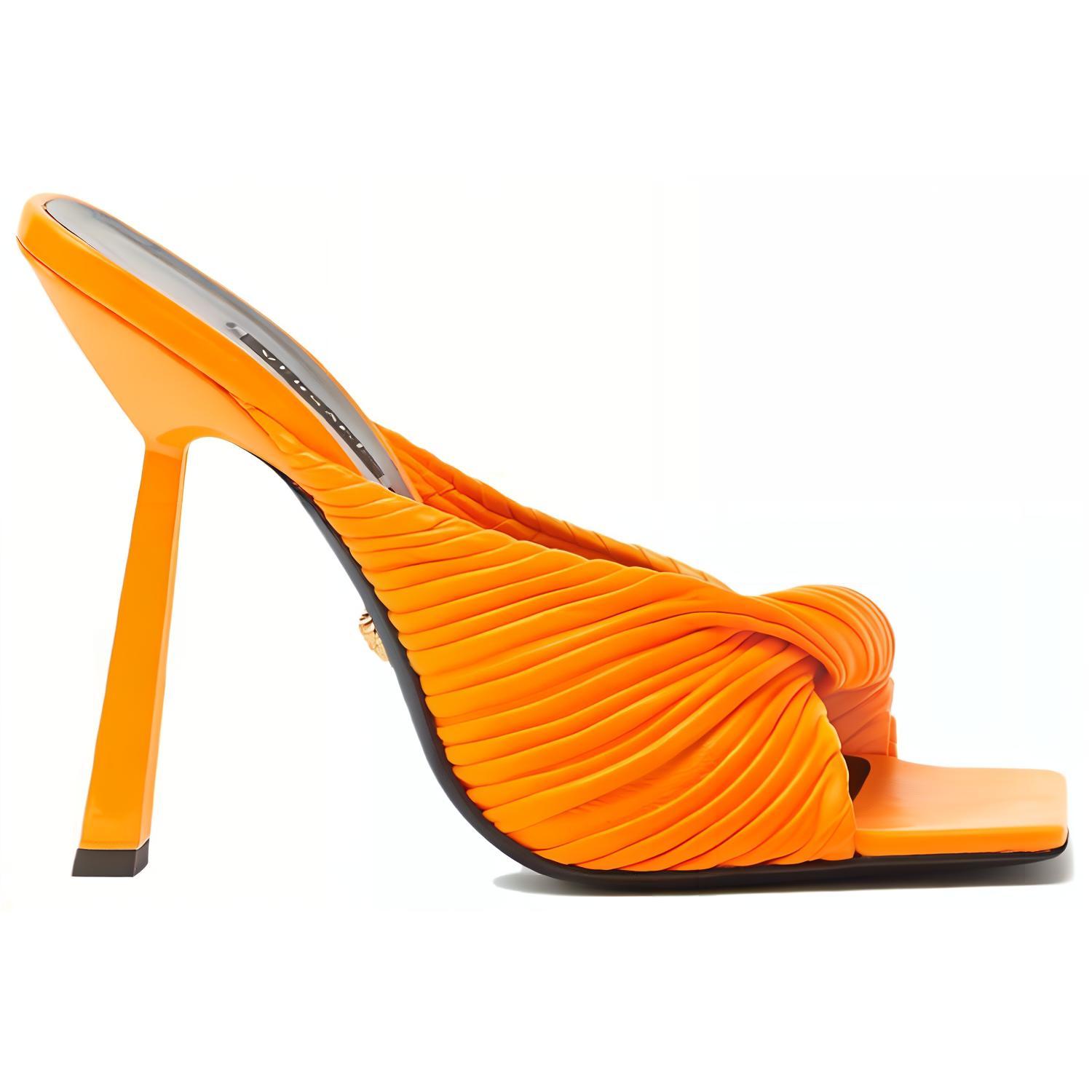 (W) Versace Plissé Nappa Leather Mules 'Orange' 圖 2