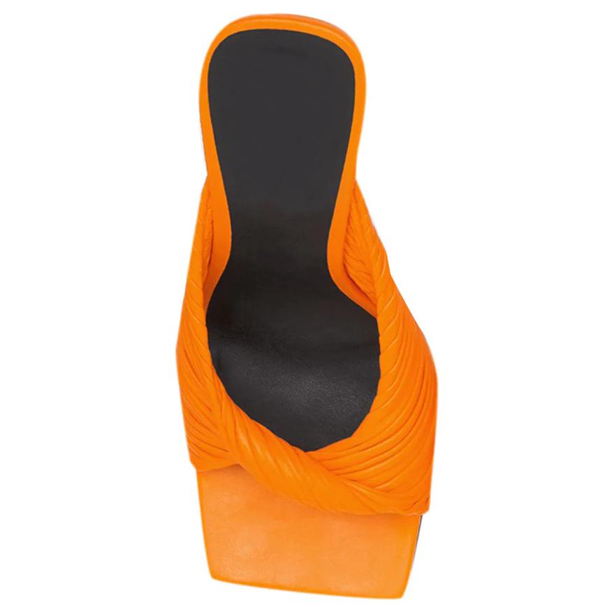 (W) Versace Plissé Nappa Leather Mules 'Orange' 圖 4