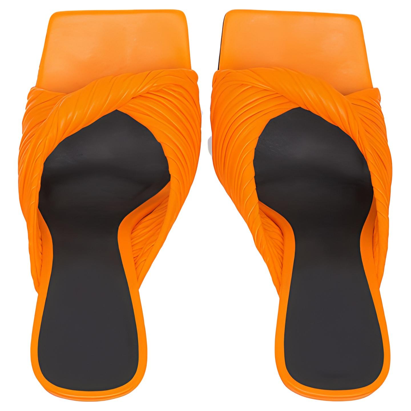 (W) Versace Plissé Nappa Leather Mules 'Orange' 圖 5