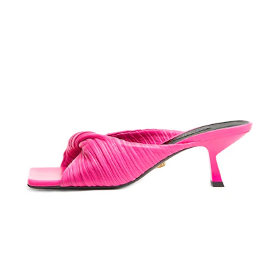 (W) Versace Plissé Nappa Mid-Heel Mule 'Deep Red'