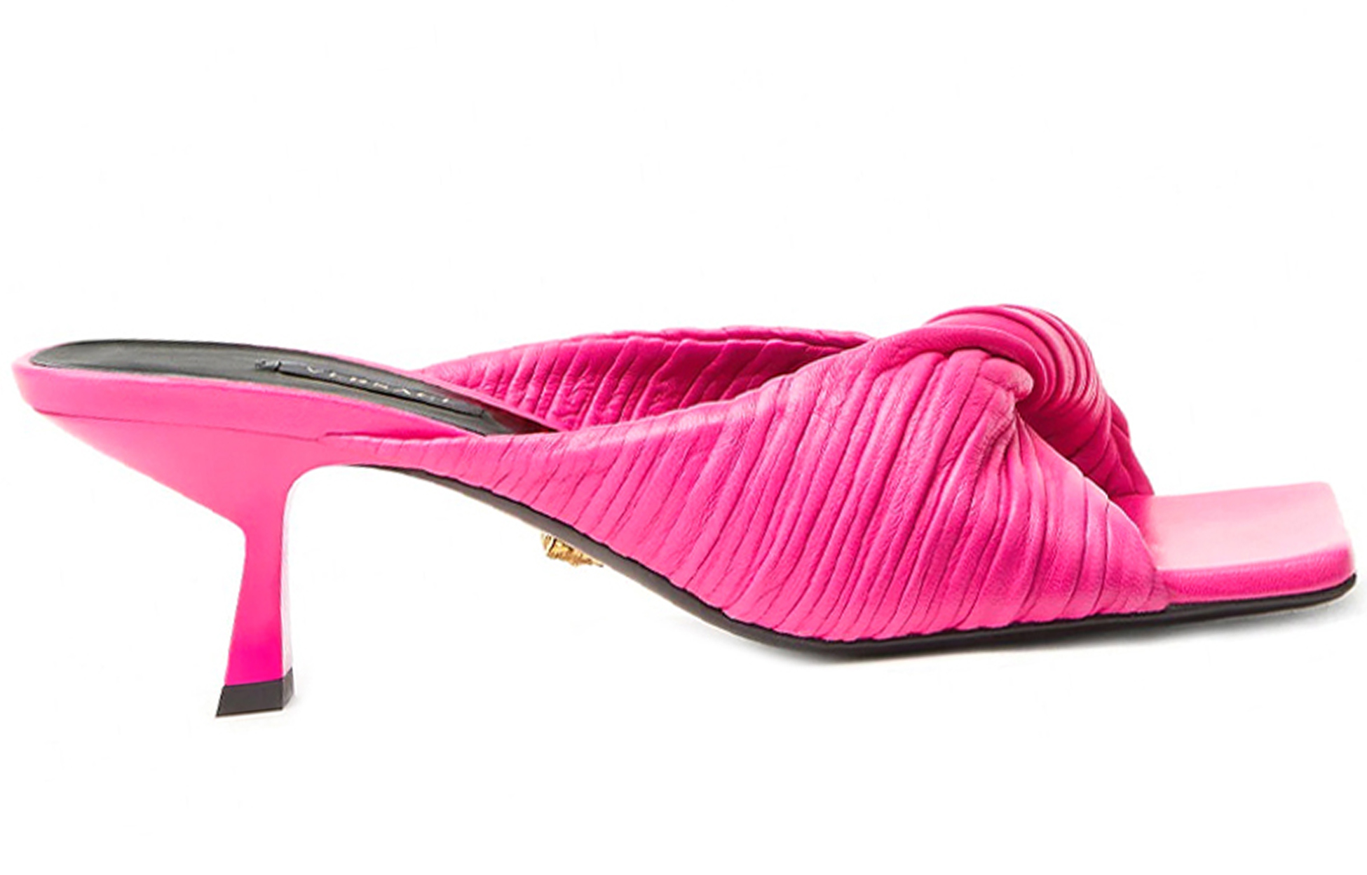 (W) Versace Plissé Nappa Mid-Heel Mule 'Deep Red' 圖 2