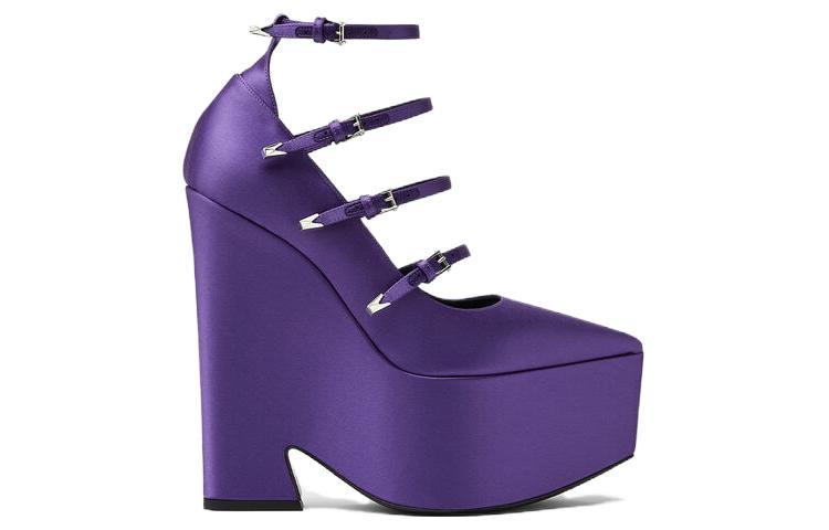 (W) Versace Pointed-Toe Buckle 'Purple Chunky High Heel' 圖 2