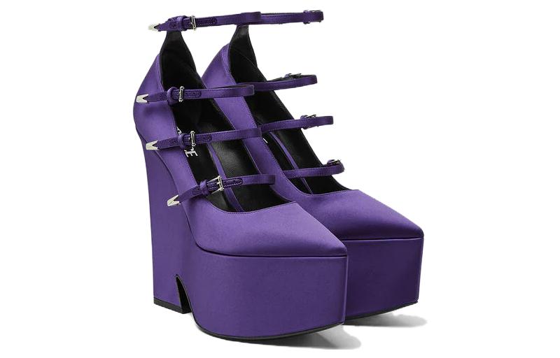 (W) Versace Pointed-Toe Buckle 'Purple Chunky High Heel' 圖 3