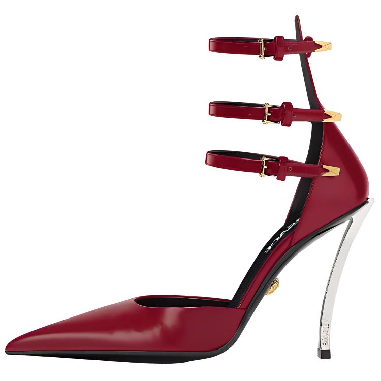 (Women) Versace Pointed-Toe Buckle Stiletto 'Burgundy' 1007256-DVT51_1LB8L