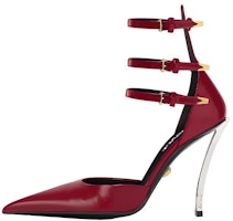 (Women) Versace Pointed-Toe Buckle Stiletto 'Burgundy' 1007256-DVT51_1LB8L (Women) Versace Pointed-Toe Buckle Stiletto 'Burgundy' 1007256-DVT51_1LB8L