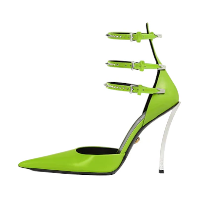 (W) Versace Pointed-Toe Buckle Stiletto 'Green'