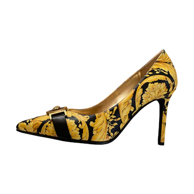 (W) Versace Pointed-Toe Slip-On High Heels 'Gold Black'