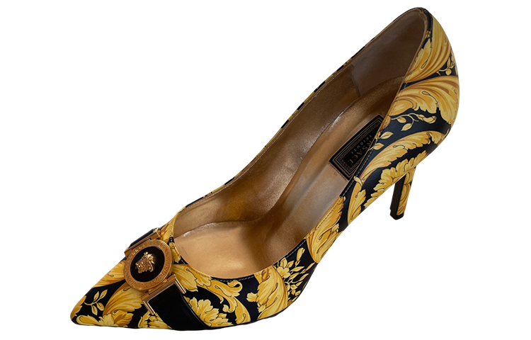 (W) Versace Pointed-Toe Slip-On High Heels 'Gold Black' 圖 2