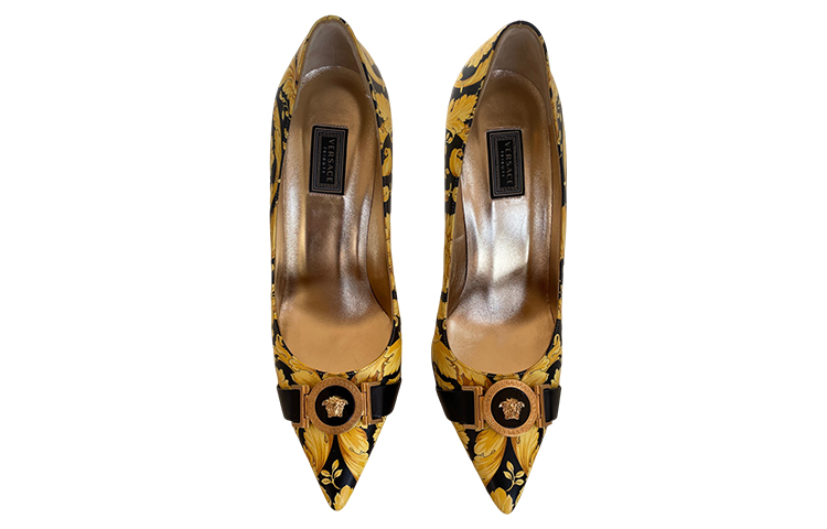 (W) Versace Pointed-Toe Slip-On High Heels 'Gold Black' 圖 3