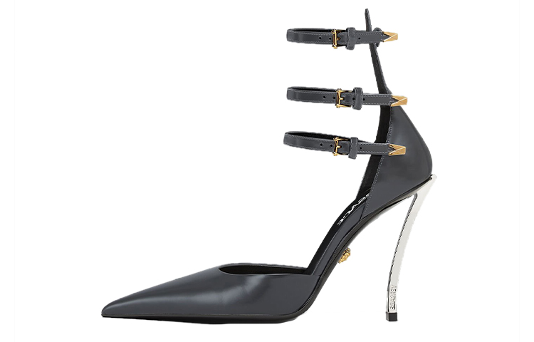 (Women) Versace Pointed Toe Buckle Stiletto 'Grey' 1007256-DVT51_1E62L