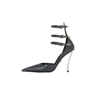 (W) Versace Pointed Toe Buckle Stiletto 'Grey'