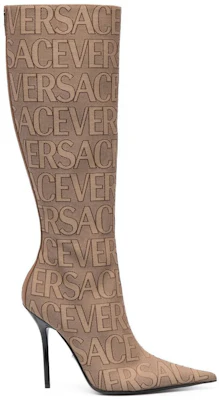 VERSACE范思哲 尖頭拉鍊細跟 高筒靴 11cm 女款 棕色 Lookbook VERSACE范思哲 尖頭拉鍊細跟 高筒靴 11cm 女款 棕色