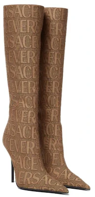 VERSACE范思哲 尖頭拉鍊細跟 高筒靴 11cm 女款 棕色 Shop VERSACE范思哲 尖頭拉鍊細跟 高筒靴 11cm 女款 棕色