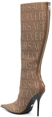 VERSACE范思哲 尖頭拉鍊細跟 高筒靴 11cm 女款 棕色 Purchase VERSACE范思哲 尖頭拉鍊細跟 高筒靴 11cm 女款 棕色