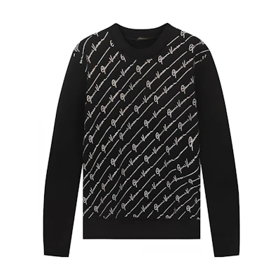 (Women) VERSACE Rhinestone Logo Black Pullover Crewneck Sweatshirt for Women A85853-A231242-A1008