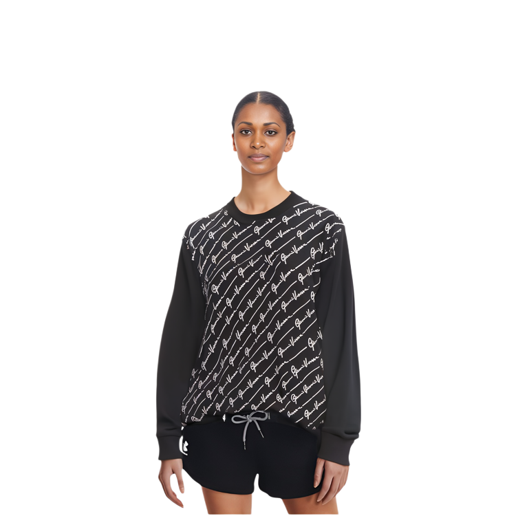 Purchase (W) VERSACE Logo Rhinestone Sweatshirt Hitam Wanita Crewneck Pullover A85853-A231242-A1008