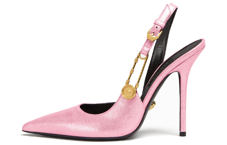 Buy (W) Versace Safety Pin Glitter Velvet Tumit Tinggi 'Pink' DST561P-DCA25_1P25V