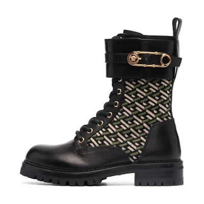 (W) Versace Safety Pin La Greca Leather Boot 'Black'