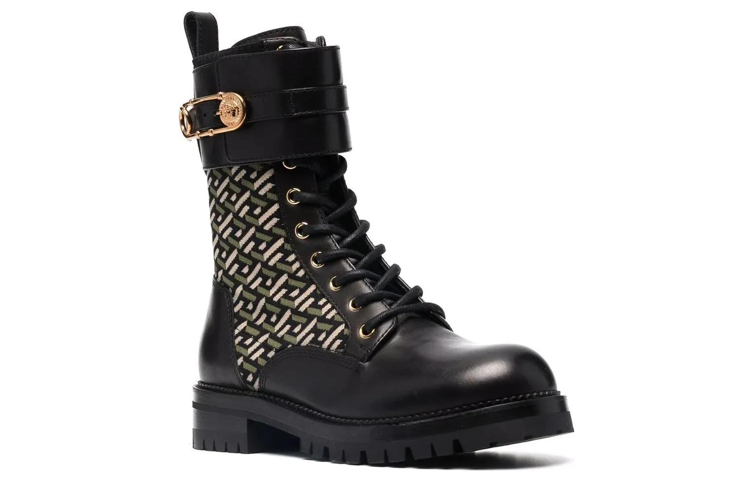 Lookbook (W) Bota de Cuero Versace Safety Pin La Greca 'Negro' DST419E-1A01594-5B15V