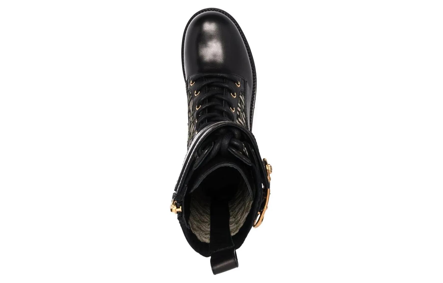 Purchase (W) Bota de Cuero Versace Safety Pin La Greca 'Negro' DST419E-1A01594-5B15V