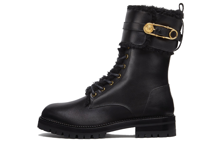 (Women) Versace Safety Pin Lace-Up Boots 'Black' DST419E-DVPS_KVO41