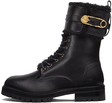 (Women) Versace Safety Pin Lace-Up Boots 'Black' DST419E-DVPS_KVO41 Buy (Women) Versace Safety Pin Lace-Up Boots 'Black' DST419E-DVPS_KVO41