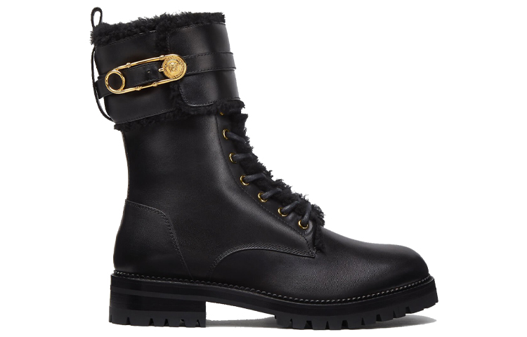 (W) Versace Safety Pin Lace-Up Boots 'Black' 圖 2