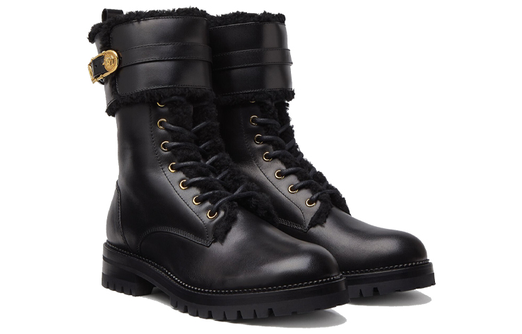 (W) Versace Safety Pin Lace-Up Boots 'Black' 圖 3