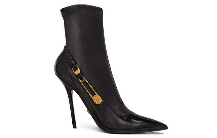 (W) Versace Safety Pin Leather Ankle Boot 'Black' 圖 3