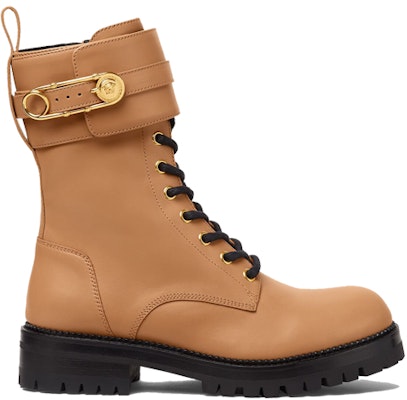 (Women) Versace Safety Pin Leather Booties 'Brown' DST419E-DVTA3_1K26V Order (Women) Versace Safety Pin Leather Booties 'Brown' DST419E-DVTA3_1K26V