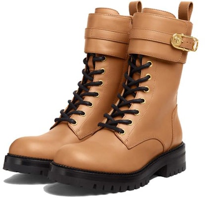 (Women) Versace Safety Pin Leather Booties 'Brown' DST419E-DVTA3_1K26V Lookbook (Women) Versace Safety Pin Leather Booties 'Brown' DST419E-DVTA3_1K26V