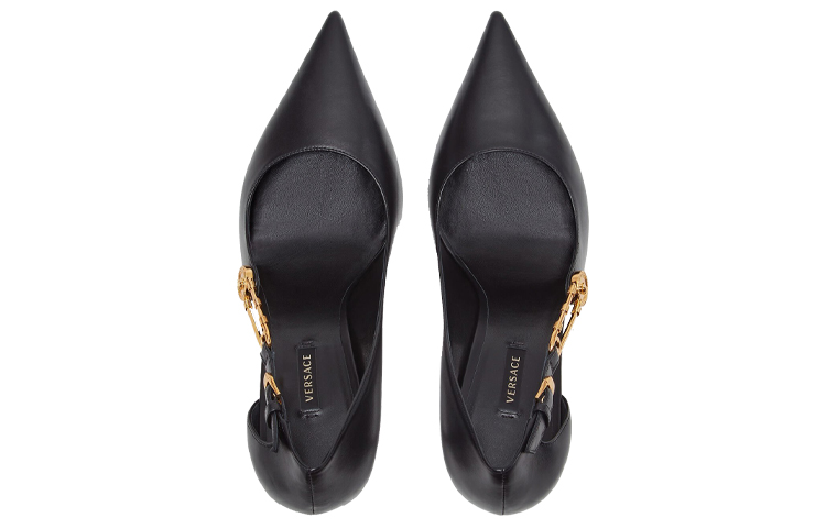 (W) Versace Safety Pin Leather High Heel 'Black' 圖 4