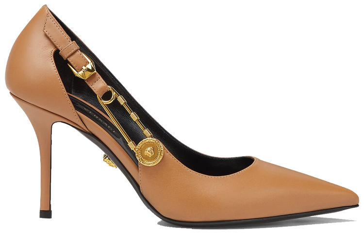 (W) Versace Safety Pin Leather Pumps 'Brown' 圖 2
