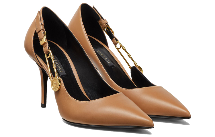 (W) Versace Safety Pin Leather Pumps 'Brown' 圖 3