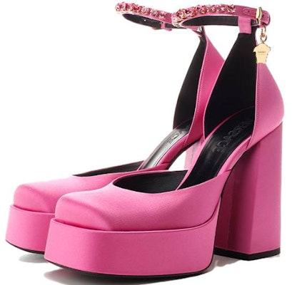 (W) Versace Tacón Grueso Hebilla de Satén 'Rosa' 1007718-DRA67_1PK4V Lookbook (W) Versace Tacón Grueso Hebilla de Satén 'Rosa' 1007718-DRA67_1PK4V